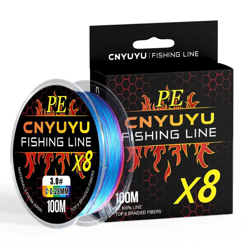 

100m Braided Fishing Line 8 Strand Abrasion Resistant Braided Lines Super Durable Casting Rainbow Color For Visibility