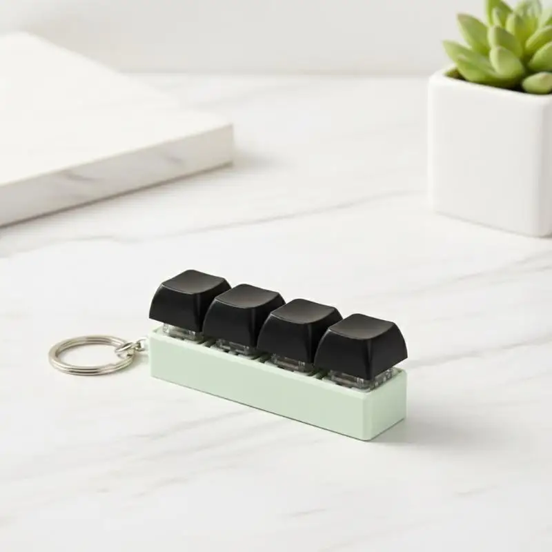 Adult Keycap Fidget Toy Keychain Four Key Button Design Stress Relief Portable Anxiety Reducer for Daily Use