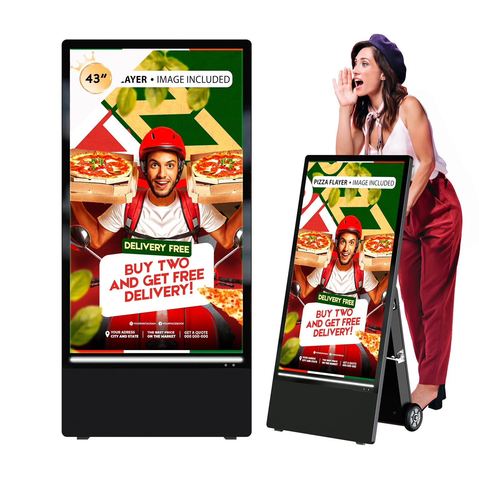 

43 Inch Outdoor Waterproof Portable Lcd Kiosk Poster Advertising Screen Display Outdoor Battery Powered Digital Signage
