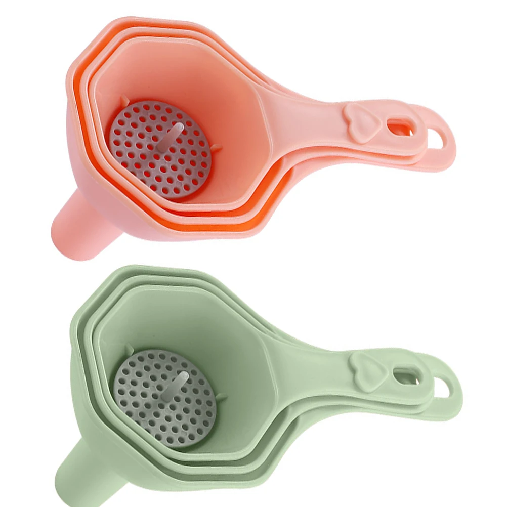 

2 Sets Multifunctional Funnel Kit Food Grade Safe Material Large Small Funnels Kitchen Utensil Jar Bottle Pour Oil Liquid
