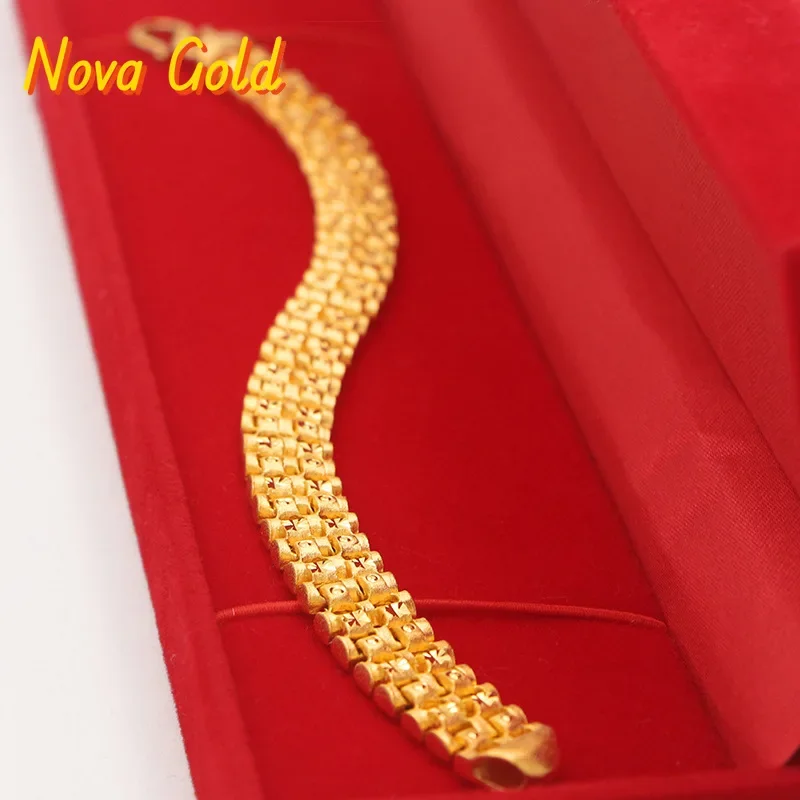 NovaGlod Euro coin 10mm bracelet jewelry 24k real gold network bracelet 9999 men's bracelet