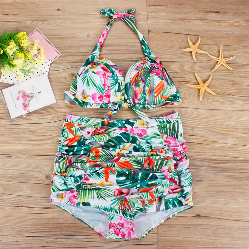 

Women Swimmwear Plus Size Hollow Out Print Patchwork Tankini Set Two Pieces Female Swimsuit Swiming Biquinis Bodysuit Summer