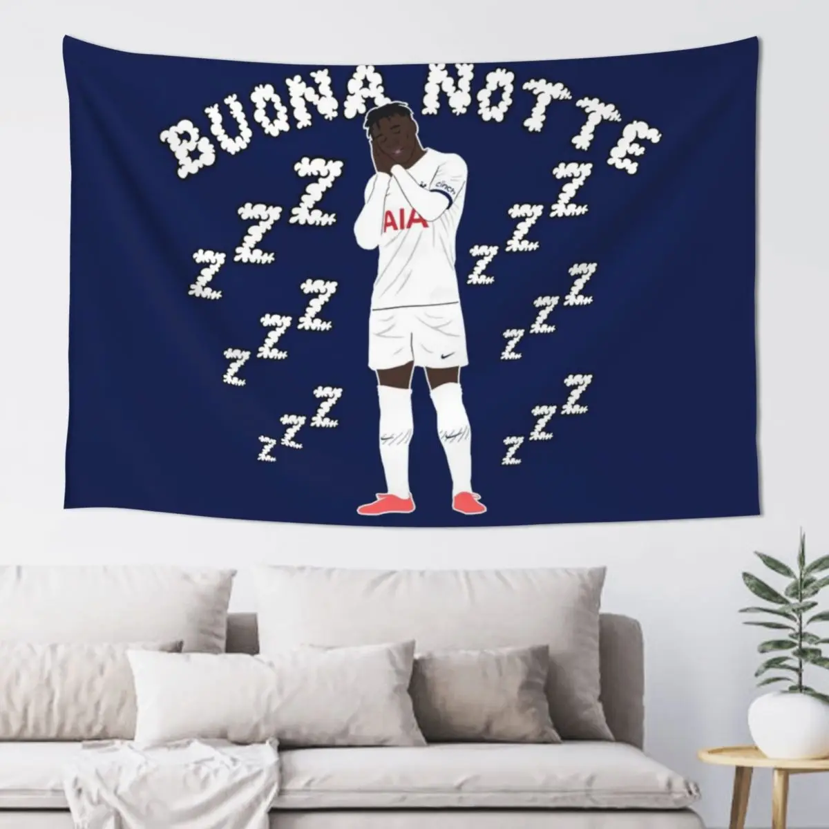 Destiny Udogie Tottenham Buona Notte Tapestry Outdoor Decoration Wall Tapestries Wall Decor Hanging Tapestry