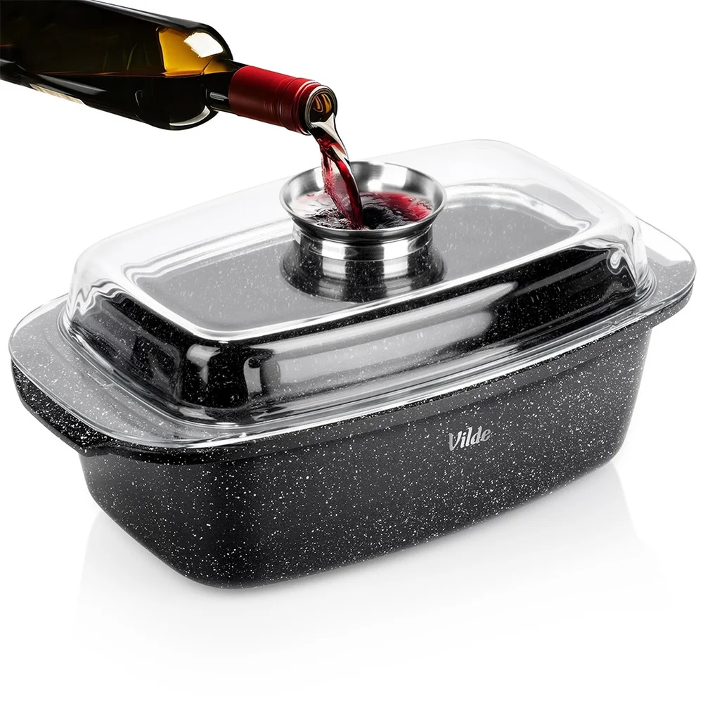 Granit kookpan met deksel, Granitica, 5,4 liter, 39 x 22 x 17,5 cm.