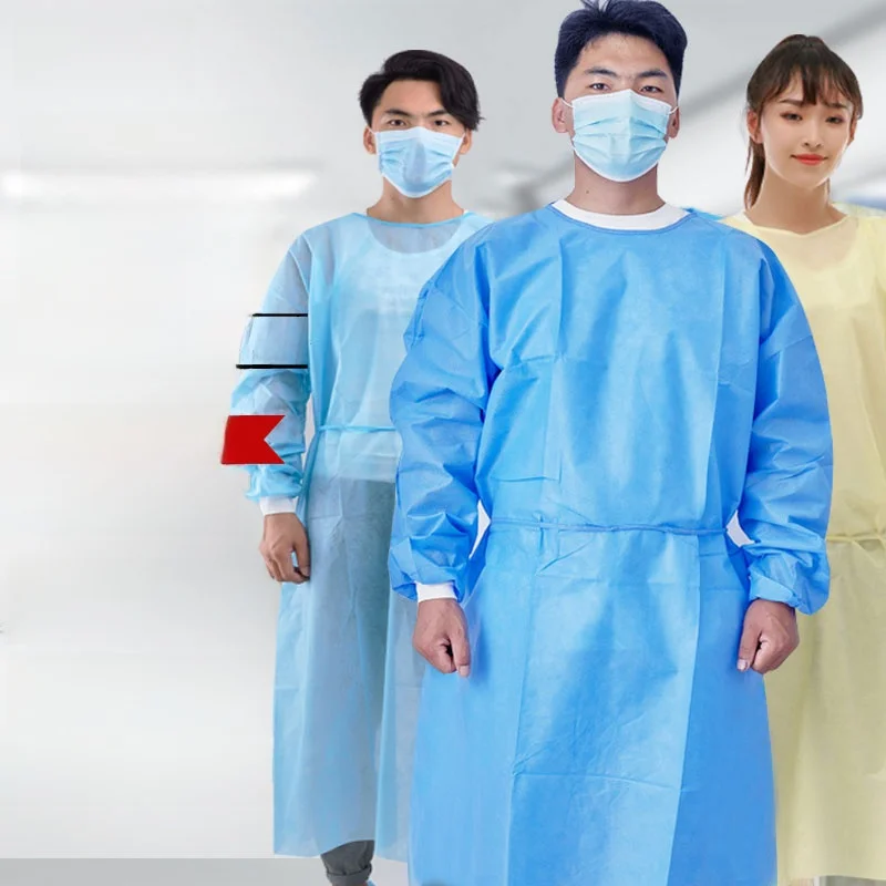 Disposable Non-woven Fabric Dust-proof Clothes PP SMS Water-resistant Adult Visitor Coat Dental Clinic Surgery Indoor Use