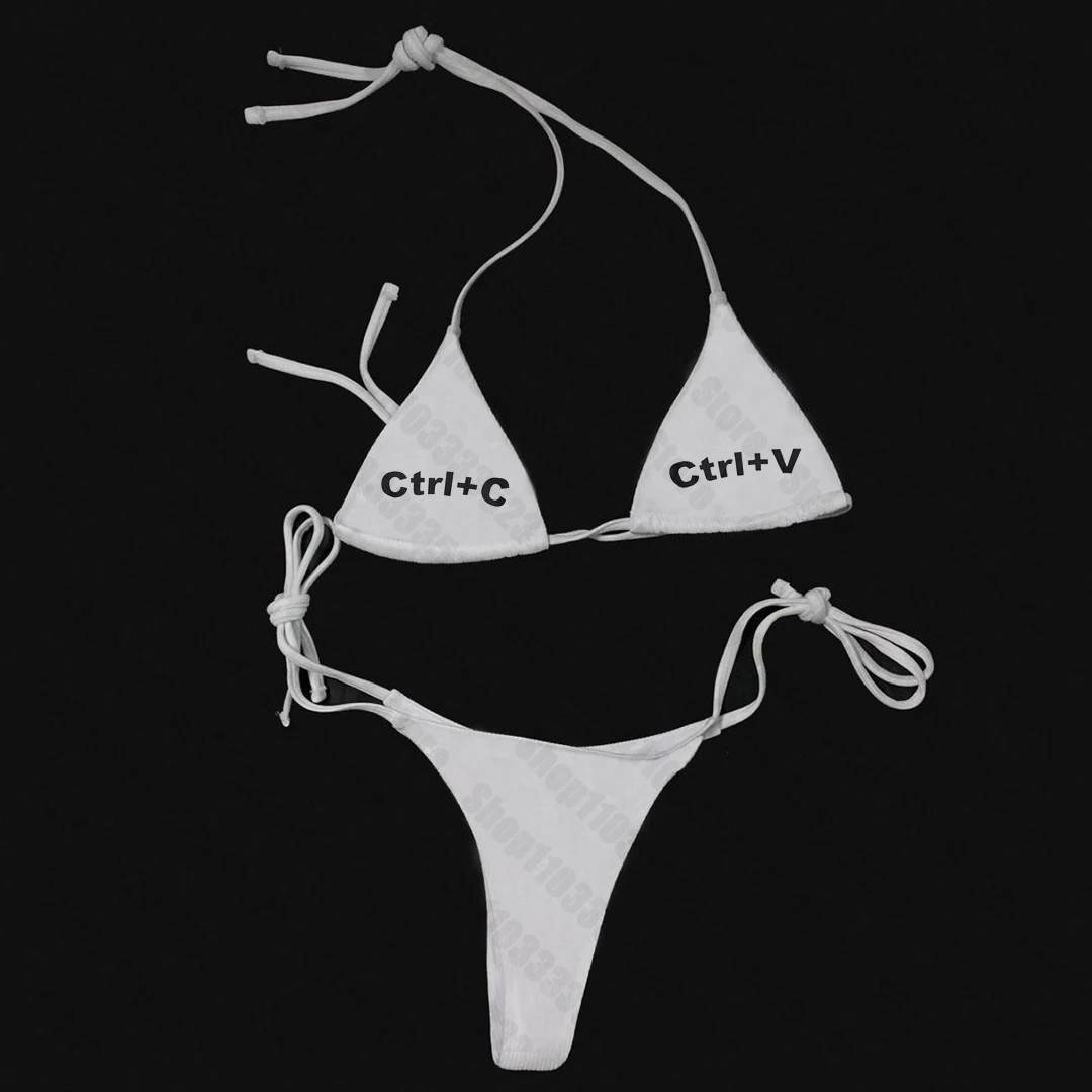 Mode Brief Bademode Frauen Y2k Stil Print Bikini Set Sexy Tanga Badeanzug Zwei Stücke Badeanzug Gothic Nette Badeanzug