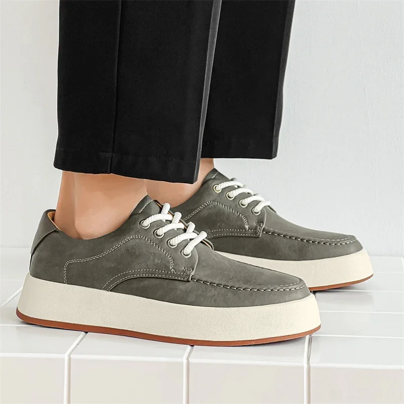 Hoge Kwaliteit Echt Leer Dikke Zool Casual , Trendy Schoenen