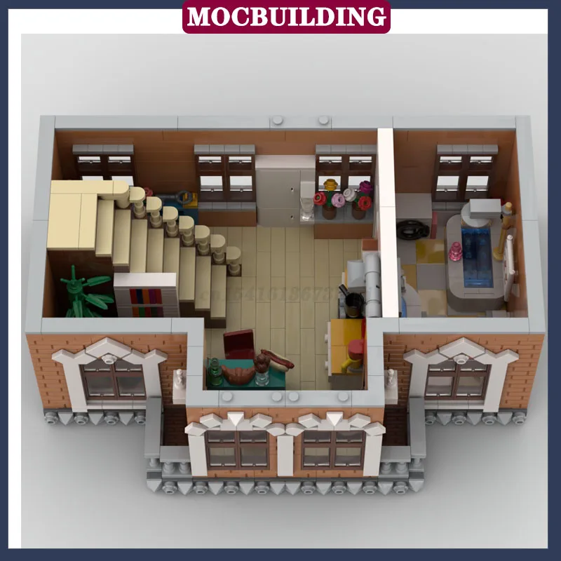 MOC City Architecture Street View Old Town Pharmacy Model Building Block Assembly Apartment Collection Series Toy Gifts