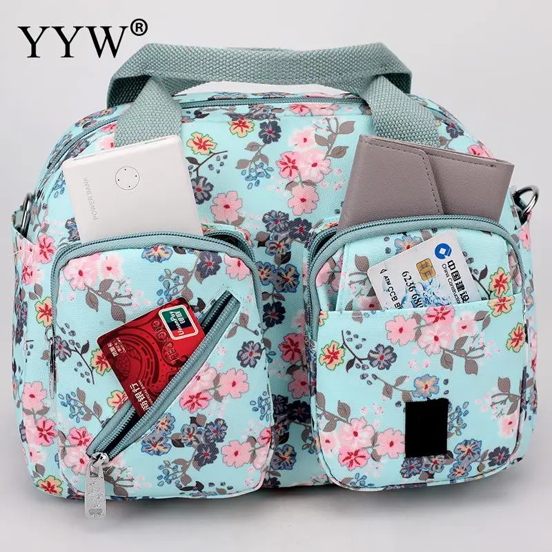 Womens Multi-Pocket Casual Crossbody Handbags Waterproof Canvas Printed Shoulder Messenger Bags For Shopping Hiking Daily Use