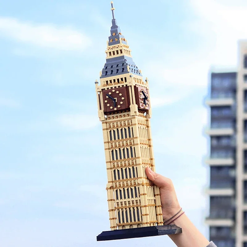 PZX 9920 World Architecture London Elizabeth Tower Big Ben Clock DIY Mini Diamond Blocks Bricks Building Toy For Children No Box