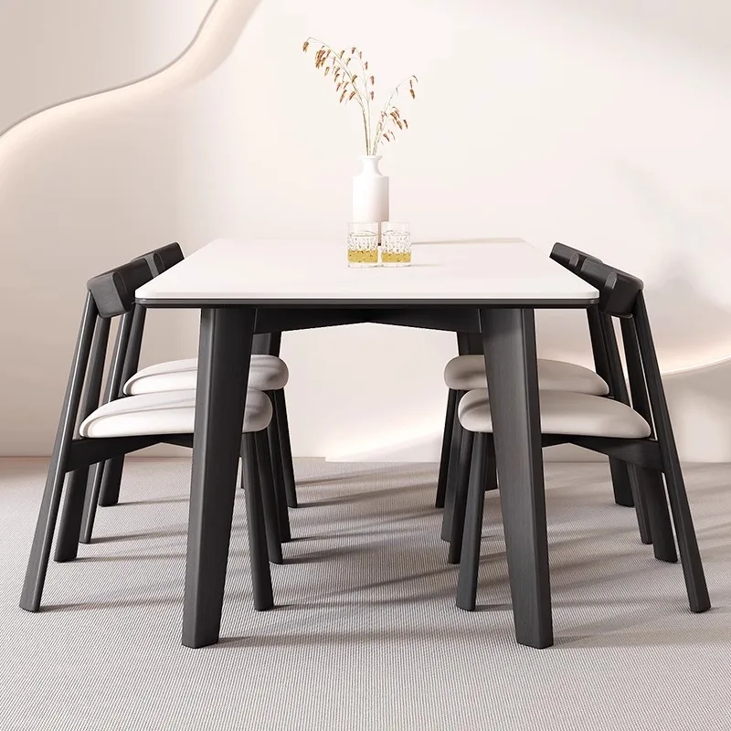 

Customizable Italian Solid Wood Slate Dining Table Household Modern Simple Ash Wood Black Rectangle Full Support