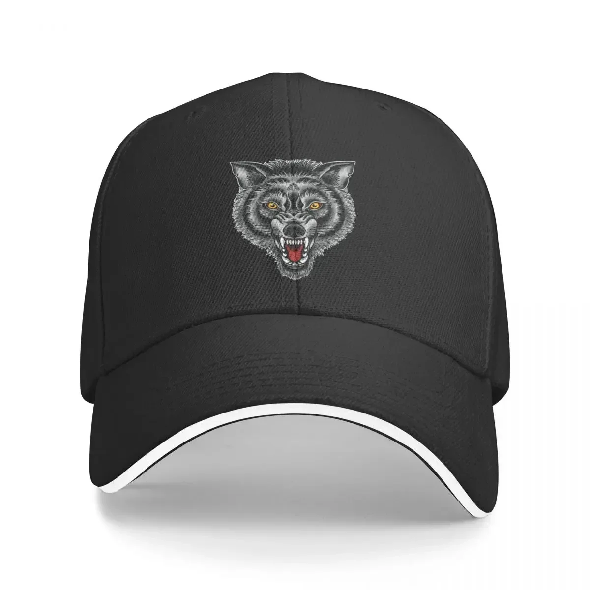 Black Wolf Head Traditional Tattoo Baseball Cap New In The Hat New Hat Horse Hat Men Golf Wear Women's