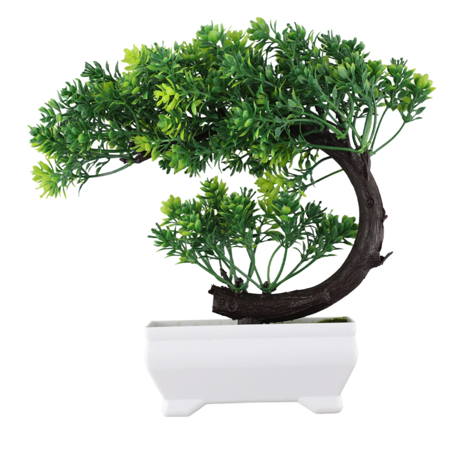 Indoor Artificial Bonsai in Pot Plastic Green Decor for Home Office Garden Desk Table Coffee Table Sink Decoration