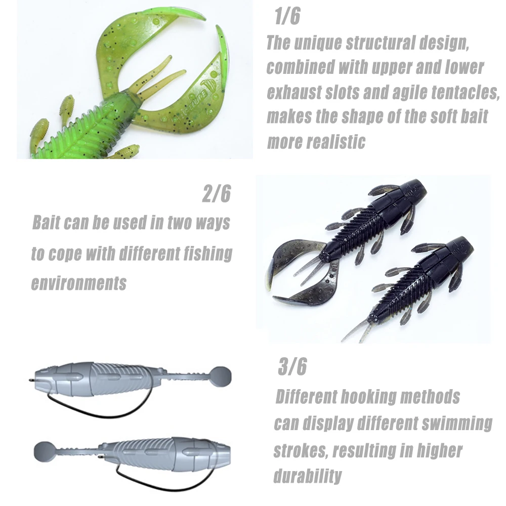 Elitelure PANTHERA Señuelo silicona multiarticulado – Cangrejo camarón - imagen 4