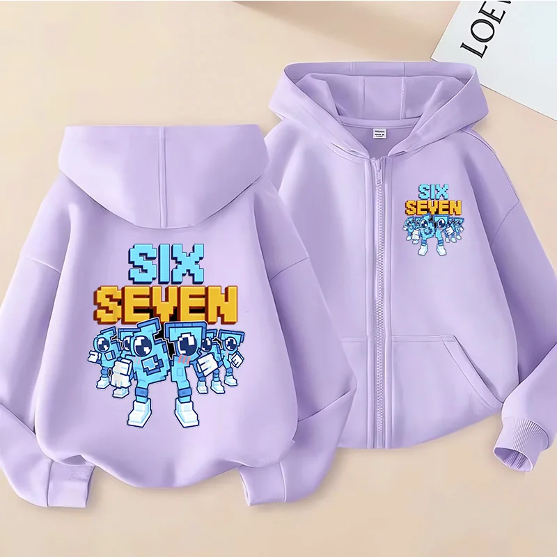 Neue Six Seven Zip-Up Hoodies Lustige 67 Brainrot Sweatshirts für Kinder Mädchen Jungen Reißverschluss-Hoodie Lässige Mode-Oberteile – Detail 1