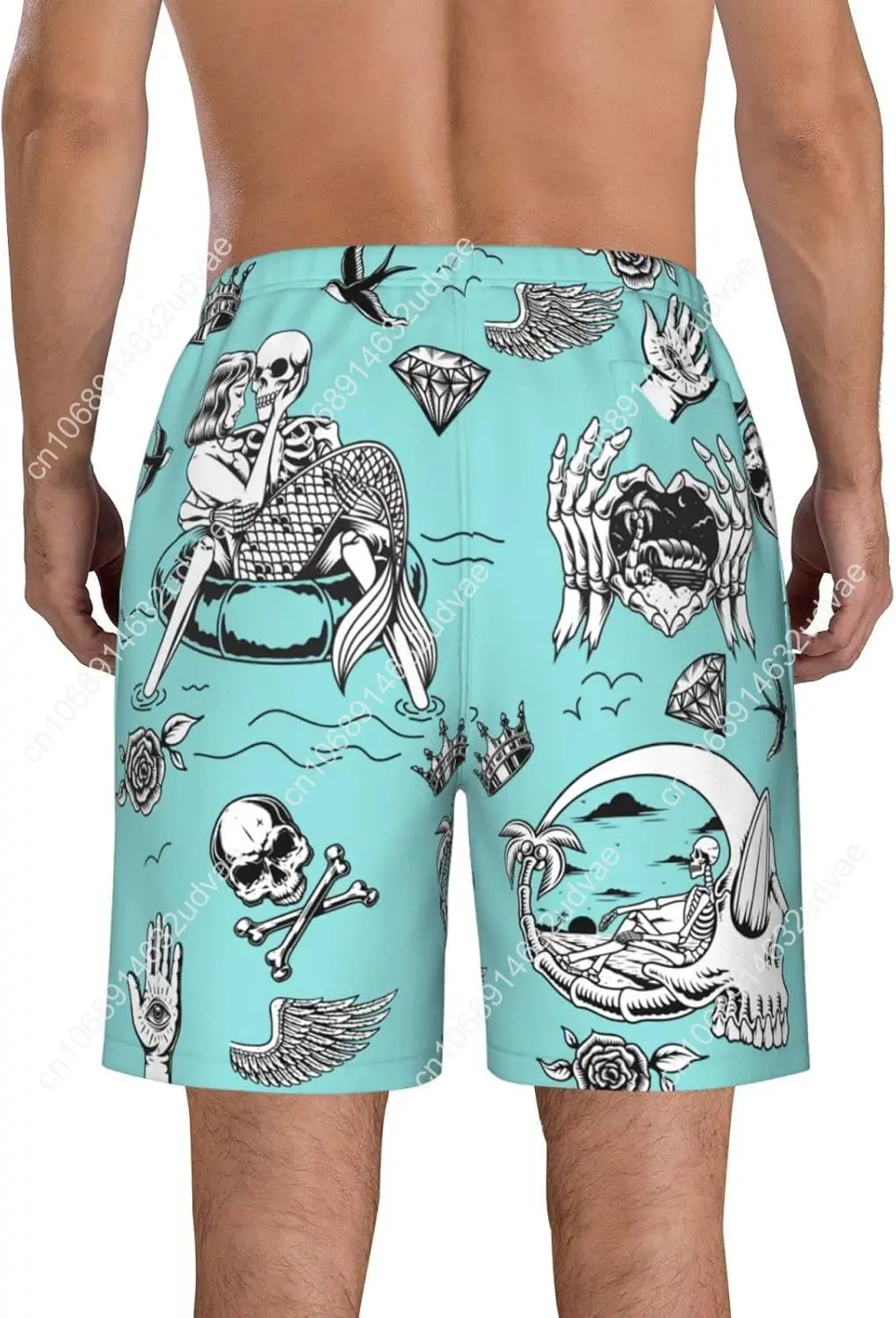 Men's Swim Trunks Beach Board Shorts Quick Dry Swimwear Sports with Pockets