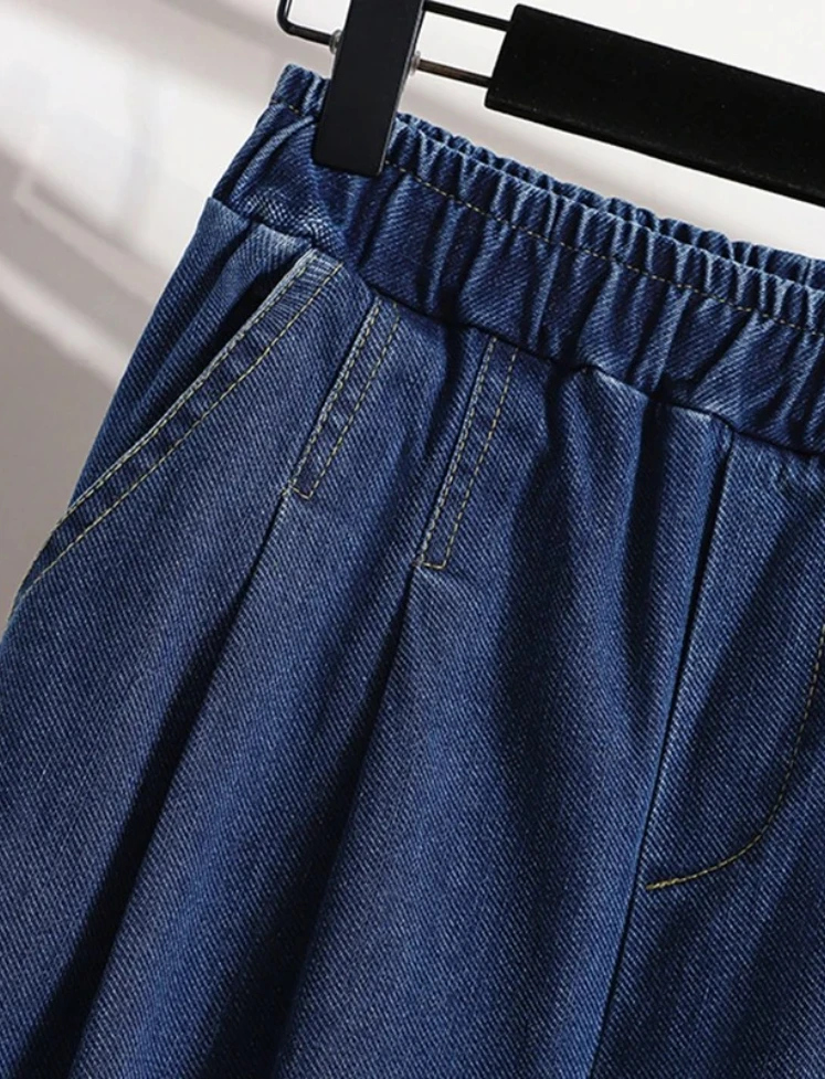 여성을위한 새로운 가을 청바지 높은 탄성 허리 느슨한 블루 블랙 컬러 청바지 바지 한국 패션 캐주얼 바지