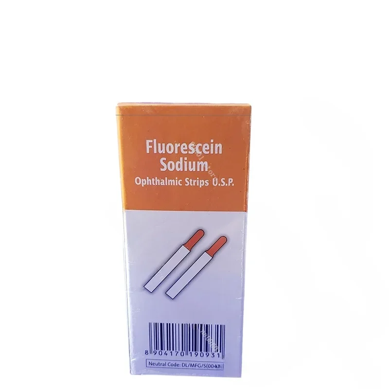 

India Tear Detection Filter Paper Strip Fluorescein Sodium Ophthalmic Detection Test Strip Fluorescent Strips A Box of 100