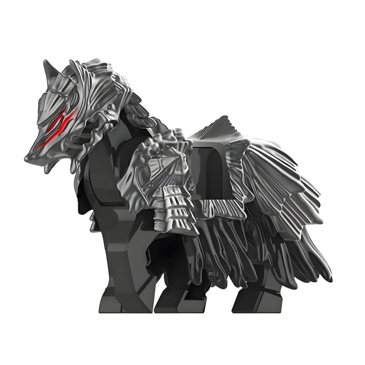 Kriegerwolf Gus, Schwertwind-Legende, Minifigur eines Drittanbieters, kompatibel mit Lego-Waffen, magnetischem Umhang, Reittier und Kriegspferd – Detail 4