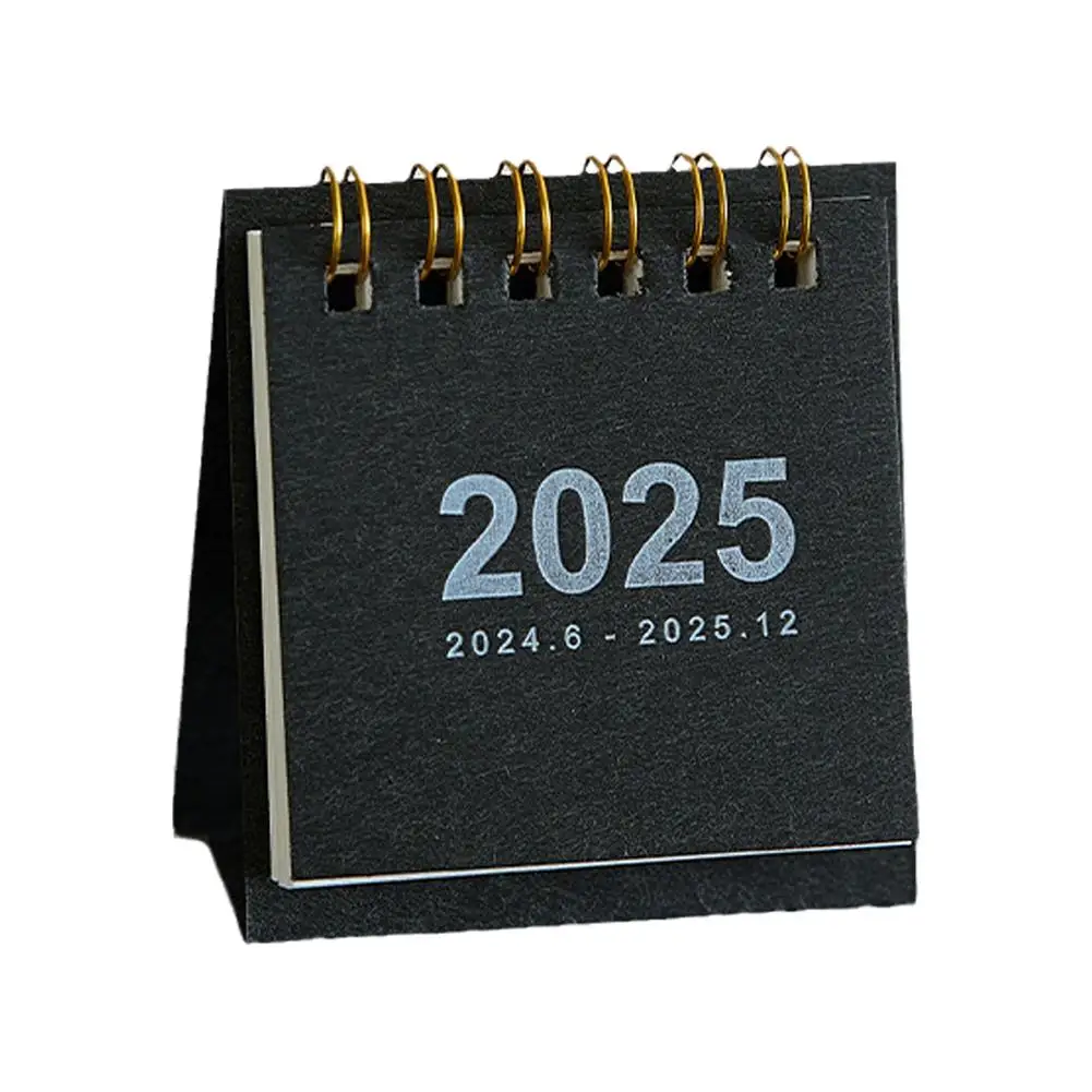 2025 Retro Simple Solid Color Desk Calendar Desktop Daily Paper Table Stand Yearly Agenda Planner Calendar Organizer Mini U1Z2