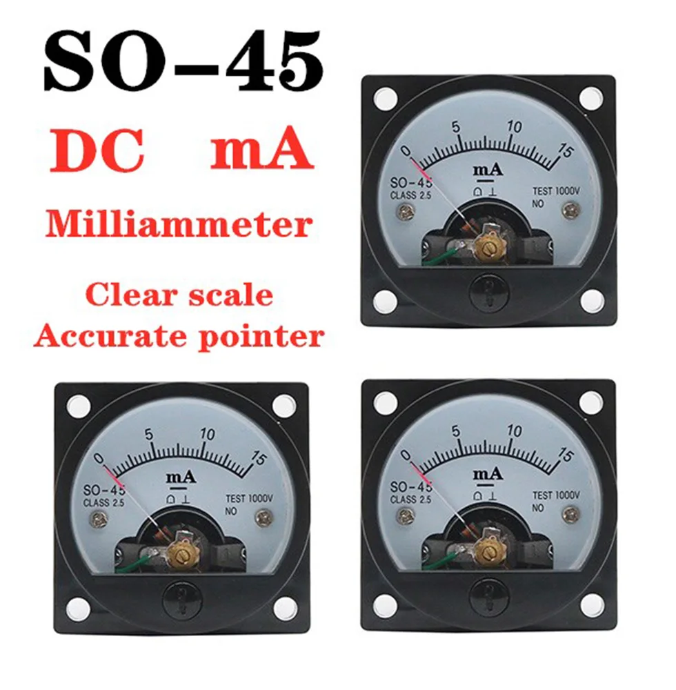 SO-45 DC mA Ammeter Pointer Analog Circular Marine Plastic Instrument Measuring Current Tools Factory Wholesale Genuine