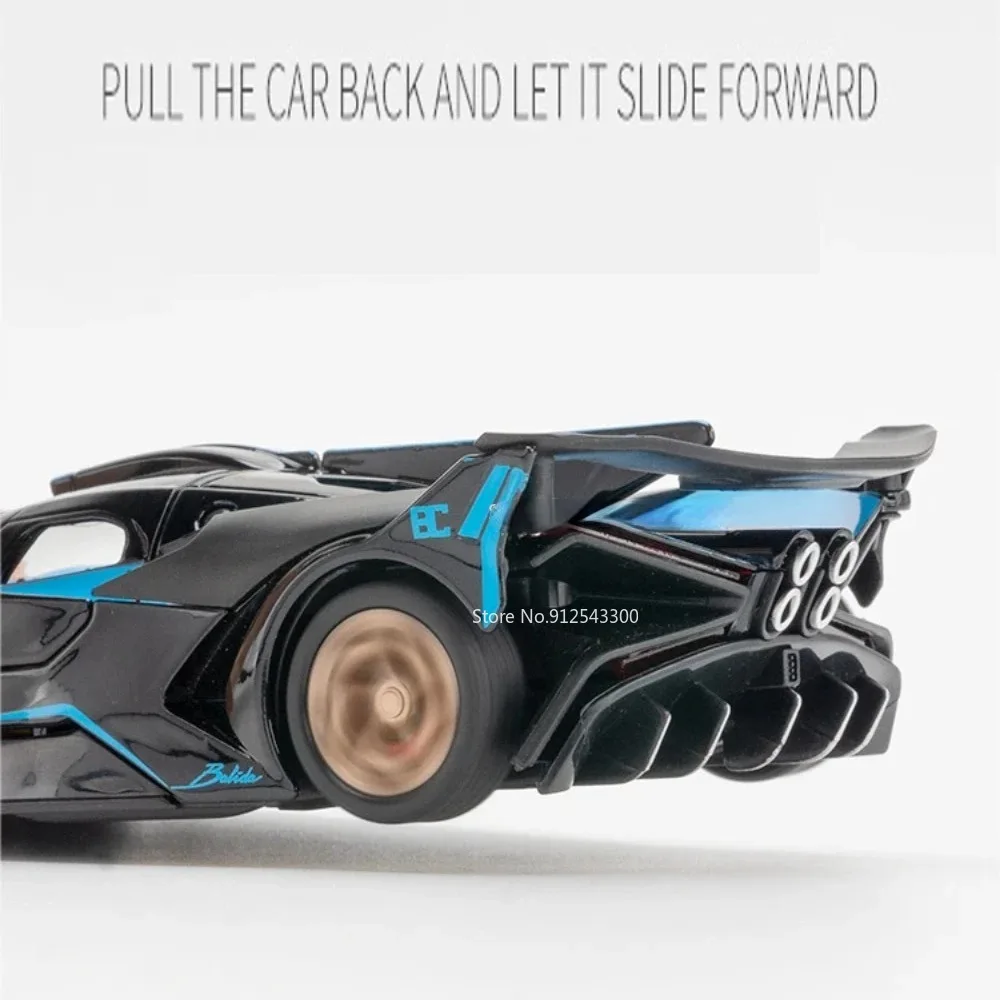 1/32 Bugatti Bolide Alloy Sport Car Model Toys Simulation Diecasts Metal Vehicle With Sound Light Pull Back Decoration Boy Gifts