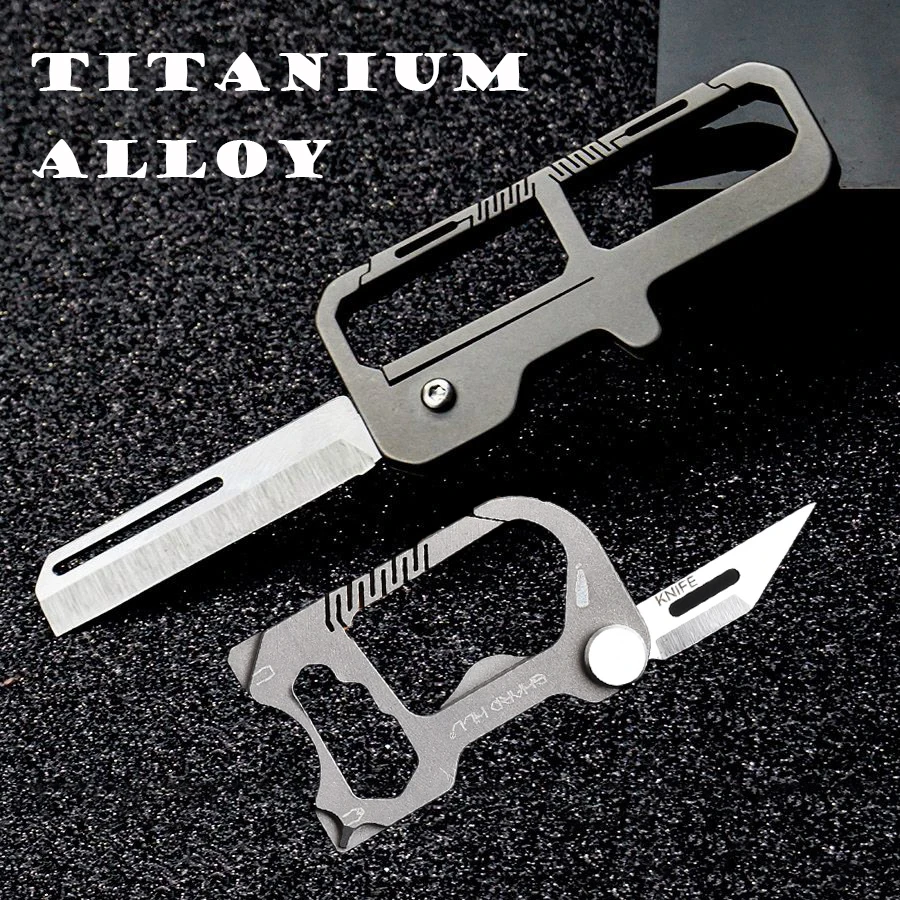 Multifunctional Titanium Alloy Key Chain Folding Knife Flat-head Phillips Screwdriver Bottle Opener Lightweight Pocket Knife