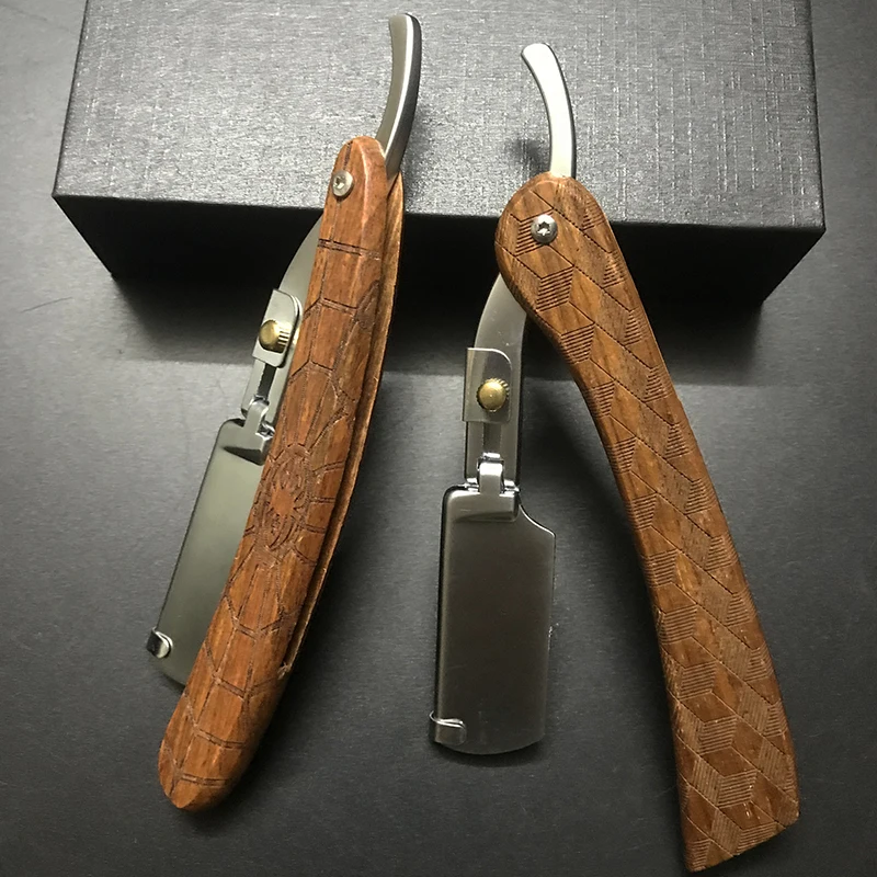 Мужская прямая бритва по дереву из нержавеющей стали, острая парикмахерская бритва, профессиональная ручная бритва, безопасные инструменты для бритья бороды