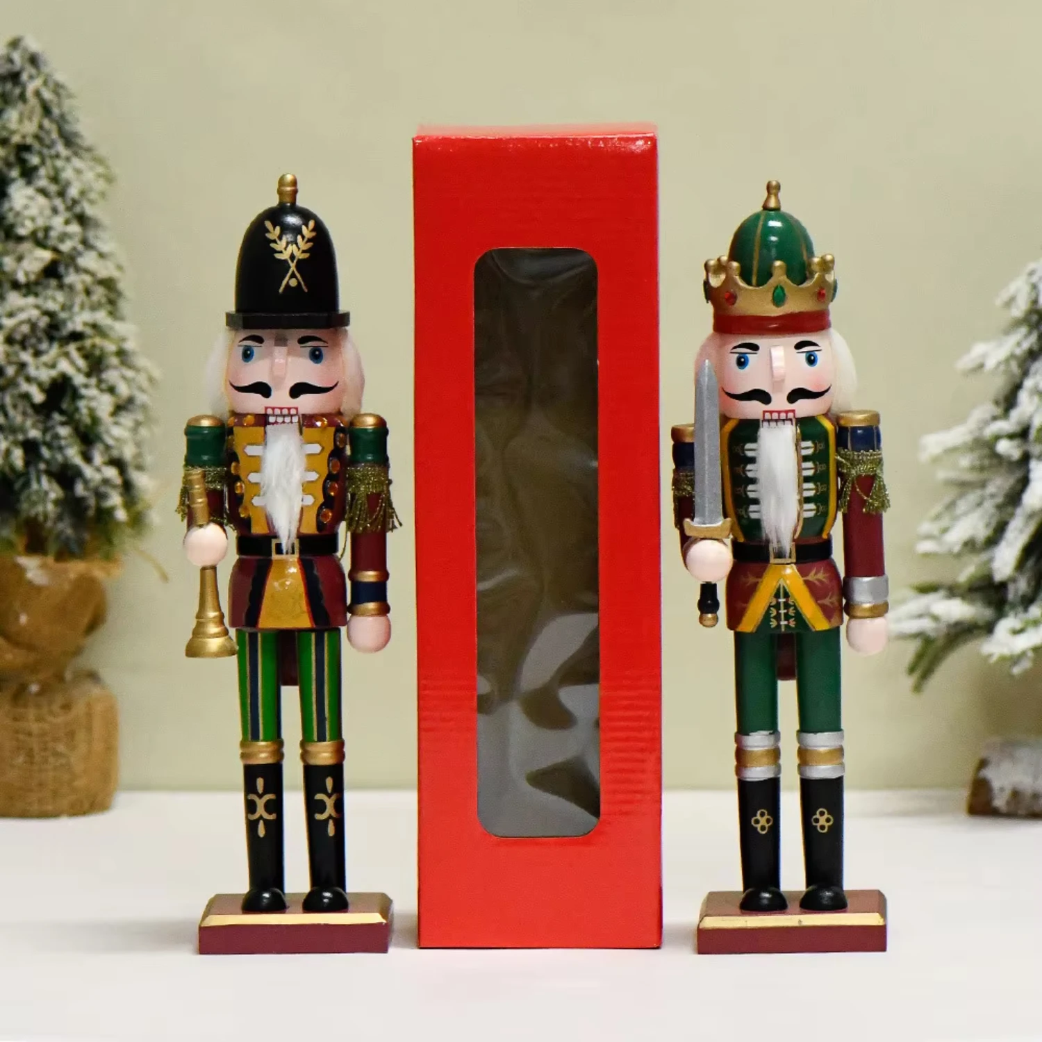 Newest Sale 9*7.5*30cm Wooden Nutcracker Soldier Christmas Doll Ornaments For Christmas New Year Decoration Bee decoration Ponyo