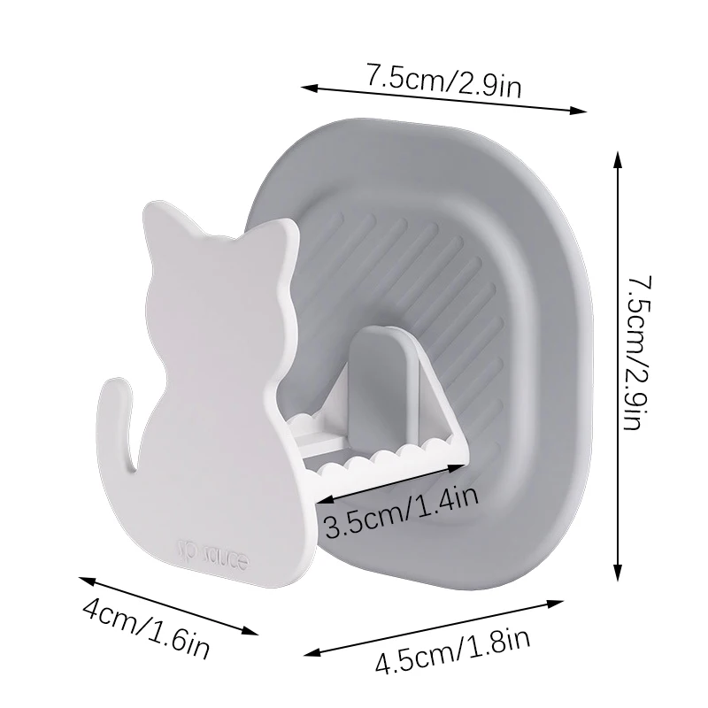 Cat Shaped Esponja Cremalheira De Armazenamento, Sem Perfuração Necessária, Bola De Fio De Cozinha, Lavagem De Pratos, Removível