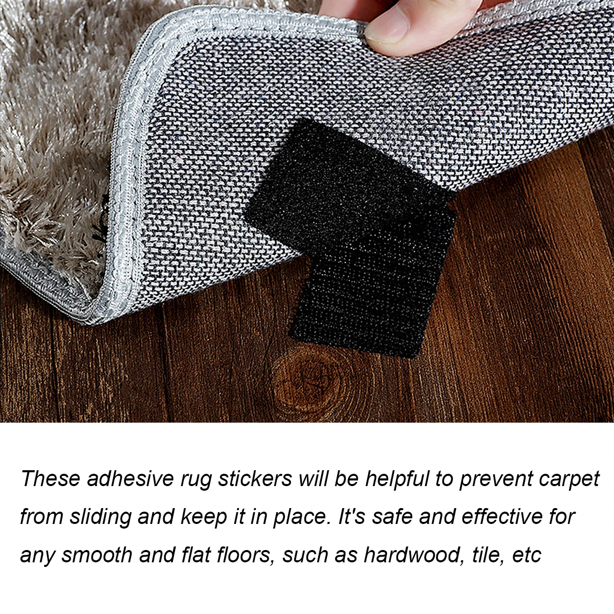 

50Pcs Carpet Nonslip Patch Hook Loop Adhesive Rug Fixation Patch Anti-Skid for Hardwood Tile Floor