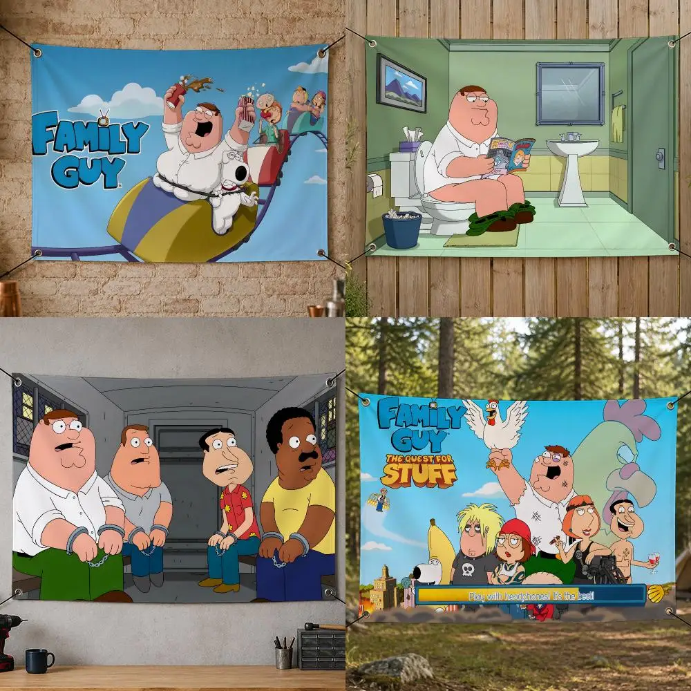 Cartoon Animated Iconic Adventure Colorful F-Family Guy Flags Flag Banner for Bedroom Dorm Party Home Living Room Game Room Gift