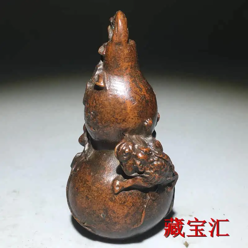 Old Collection Solid Eight Treasures Fulu Gourd Statue Countryside Sourced Lucky Wealth Multi Children Antique Nostalgic Decor