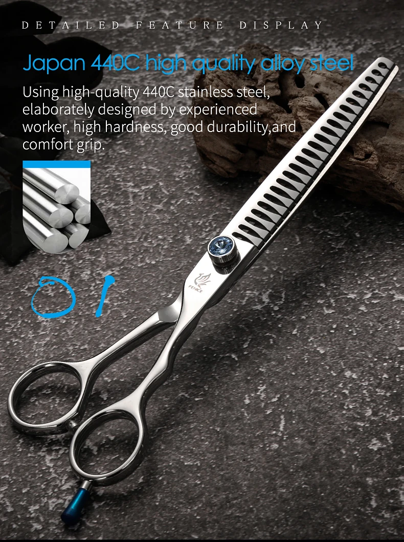 Fenice 7,0/7,5/8,0 zoll Professionelle Pet Grooming Schere Hund Schönheit Schere Chunkers Pet Artikel Hunde Effilierschere Groomer – Detail 6