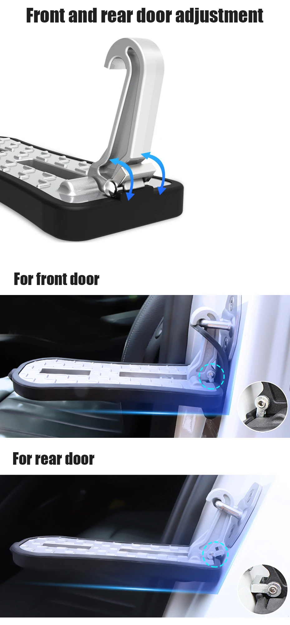 Erweiterte faltbare Auto Dachträger Schritt Autotür Schritt Universal Riegel Haken Hilfs Fußpedal Auto Dach Gepäck Trittleiter – Detail 7