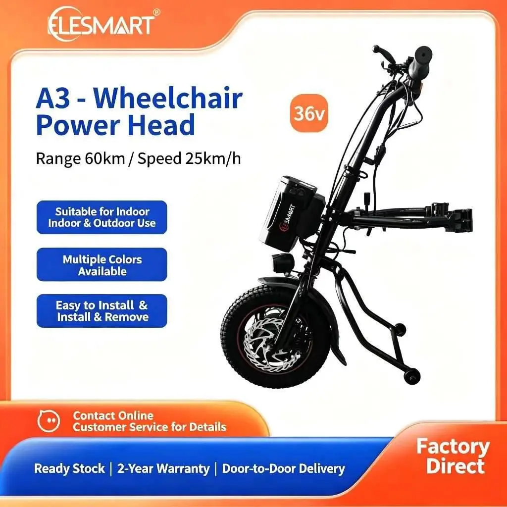 Coofull Quick Release Lithium Battery Wheelchair Power Attachment Silent Motor Electric Handbike for Elderly Disabled