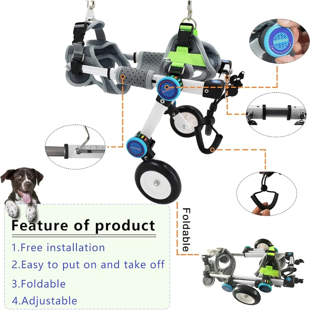 Imagem -05 - Cadeira de Rodas para Cães para Pernas Traseiras Assist Small Pets With Disabled Hind