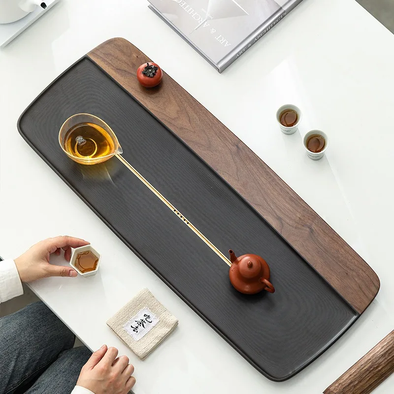 New Chinese-style simple walnut bakelite double-spell Kung Fu tea tea set tray household high-end brewing