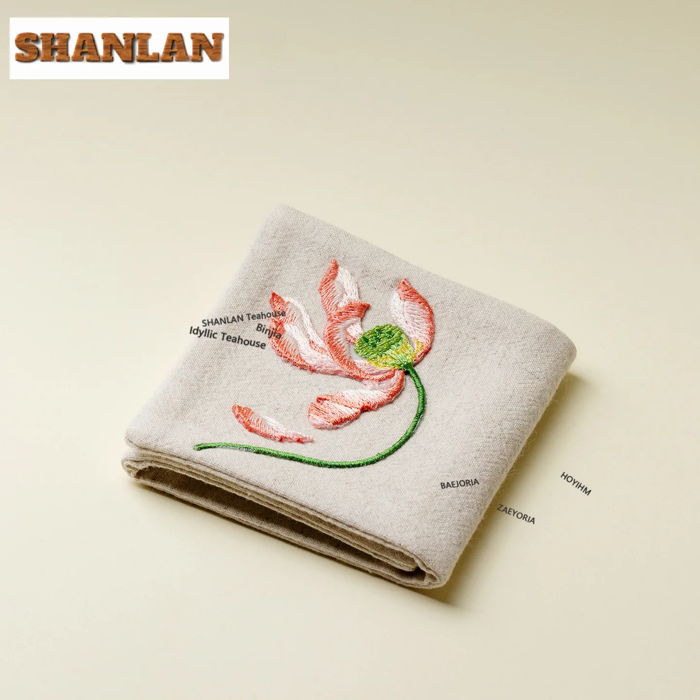 Embroidered Lotus Tea Towel Vintage Dishcloth Dish Towels For Kitchen Tea Napkins Household Tea Cloth Tea Ceremony Supplies Gift