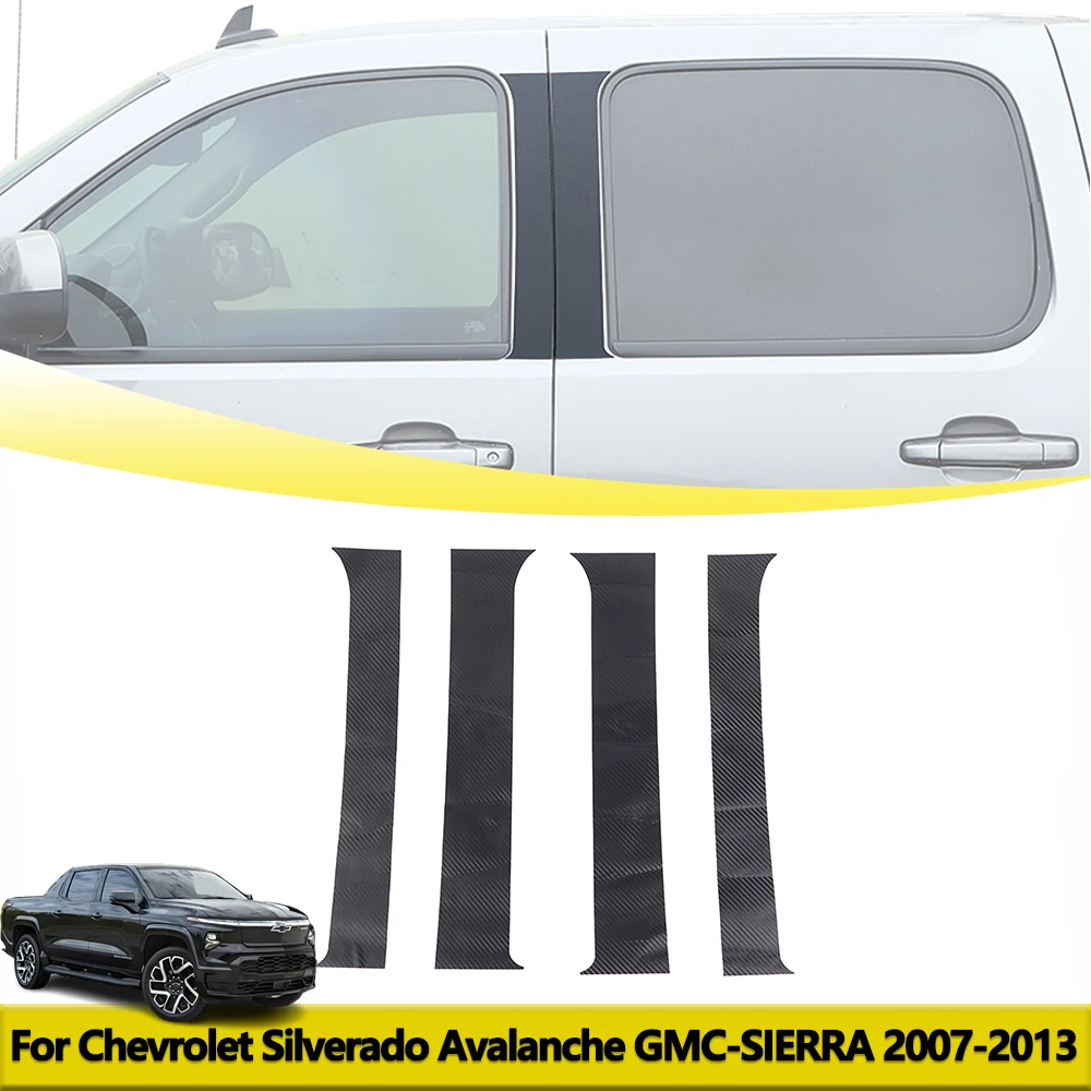 

Sticker Car Window B Pillar Panel Cover Trim For Chevrolet Silverado Avalanche GMC Sierra 2007 2008-2013 Exterior Accessories