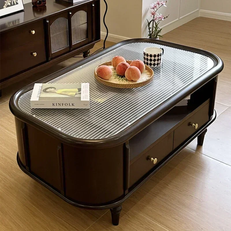 

Pure solid wood coffee table TV cabinet combination living room light French tea home Hot sales
