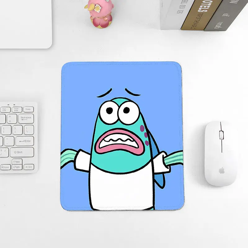 Lustiges, kreatives, hochwertiges Leder-Mauspad, kleines Computerpad, Schreibtischkanten-Schutz, Patrick Star SpongeBob Schwammkopf, rutschfestes Mauspad