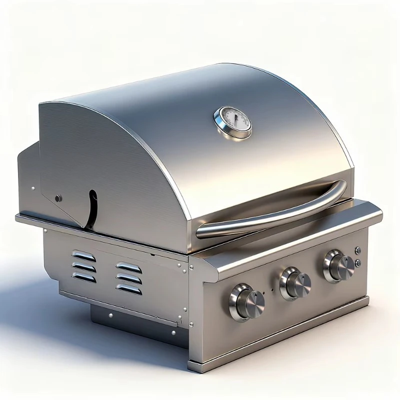 Modern Outdoor Kitchen Island Cart Built-in Barbecue Durable Stainless Steel