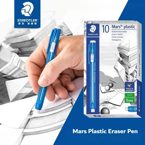 STAEDTLER Mars Goma de borrar de plástico con soporte recargable retráctil para lápices, vinilo suave sin látex, bordes limpios, sin manchas