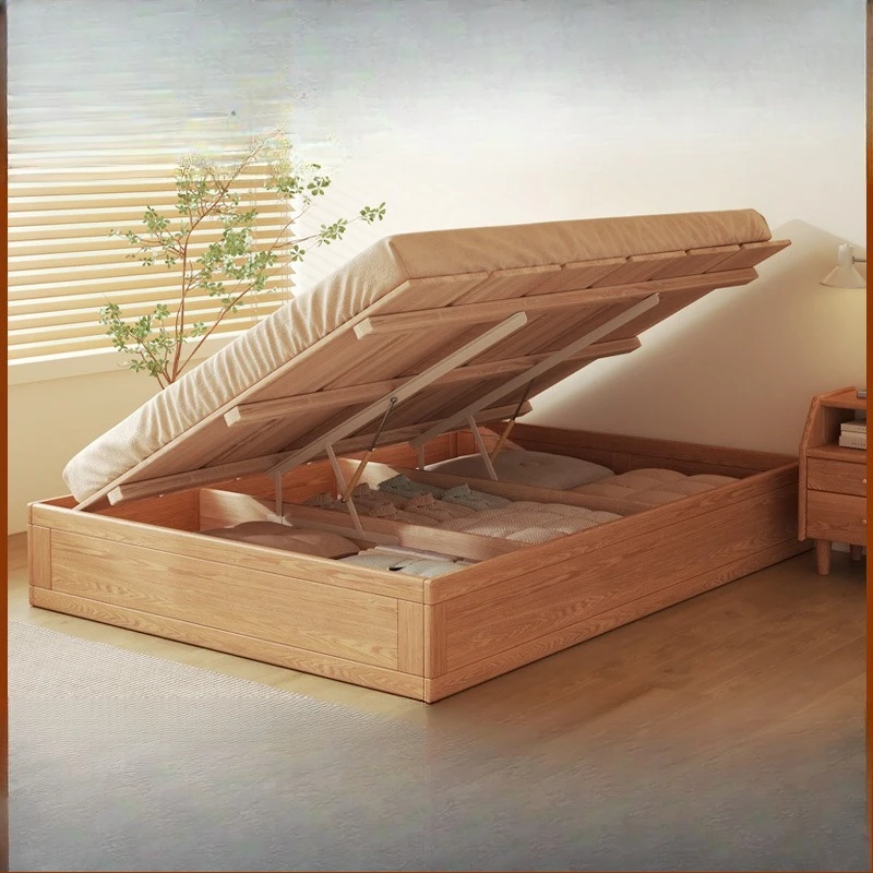 

Solid wood tatami bedless storage hydraulic high box small apartment floor single row skeleton bed frame