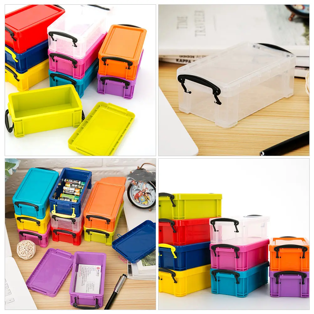 

3pcs Mini Handheld Storage Boxes Plastic Desk Organizer Containers Home Sundries Box Household Storage School Supplies