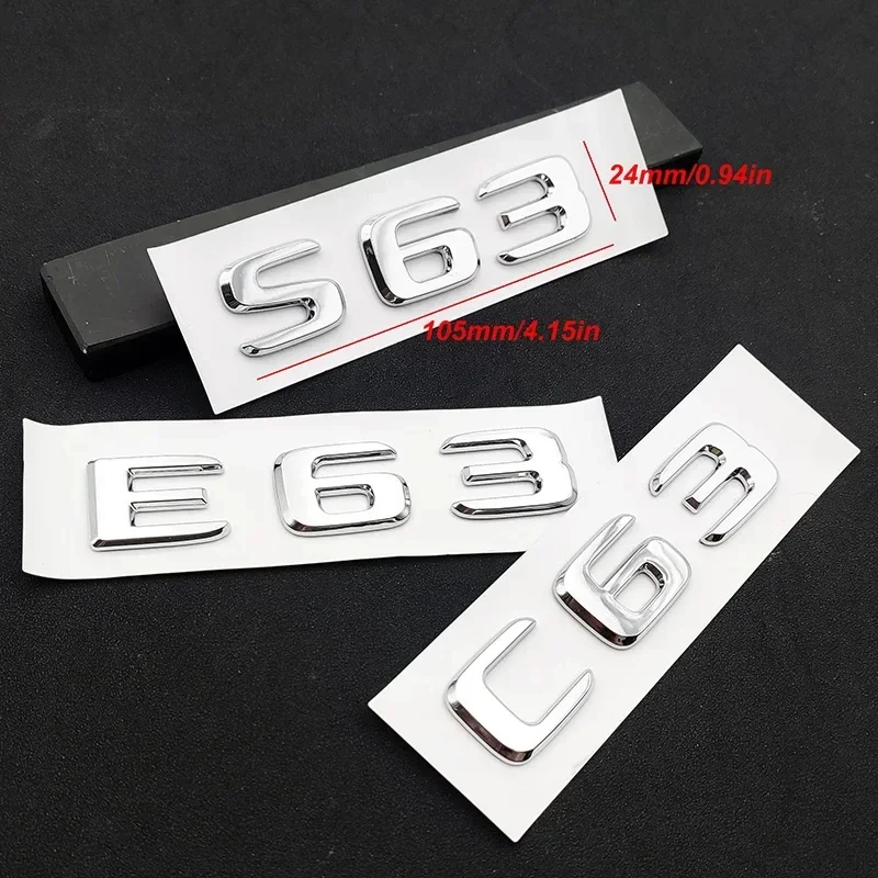 Car 3D ABS Chrome Trunk Badge Sticker For Mercedes AMG C E 63 W205 W204 W213 W212 W222 W221 C63 E63 S63 Emblem Logo Accessories