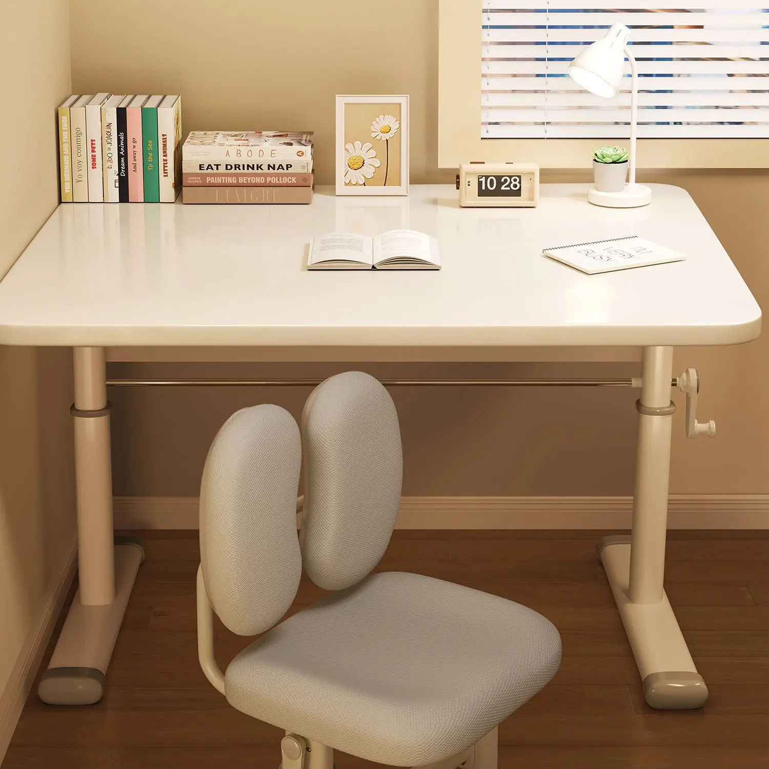 

Children's study table Simple lifting desk Primary school desk chair set Bedroom home homework writing table