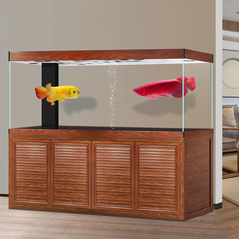 Living room super large office ultra-white glass aluminum alloy fish tank household bottom filter aquarium