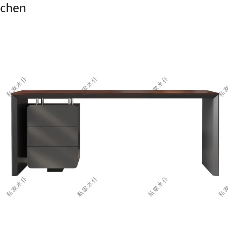 

HTT light luxury modern living room large long desk minimalist study desk solid wood computer desk living room decoration